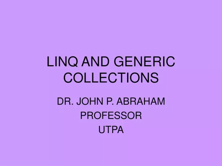 linq and generic collections