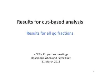 Results for cut-based analysis
