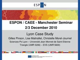 Lyon Case Study Gilles Pinson, Lise Maitrallet, Christelle Morel-Journel