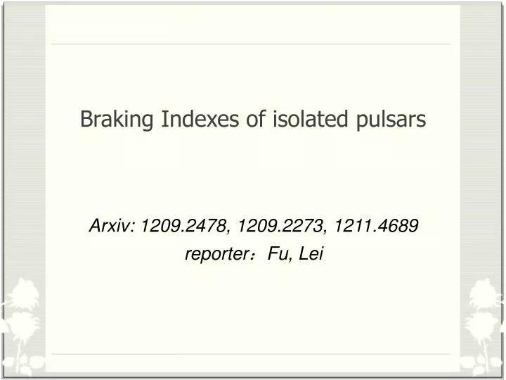 braking indexes of isolated pulsars
