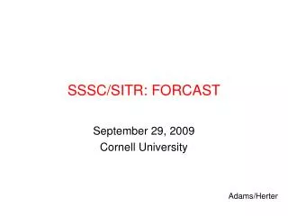 SSSC/SITR: FORCAST