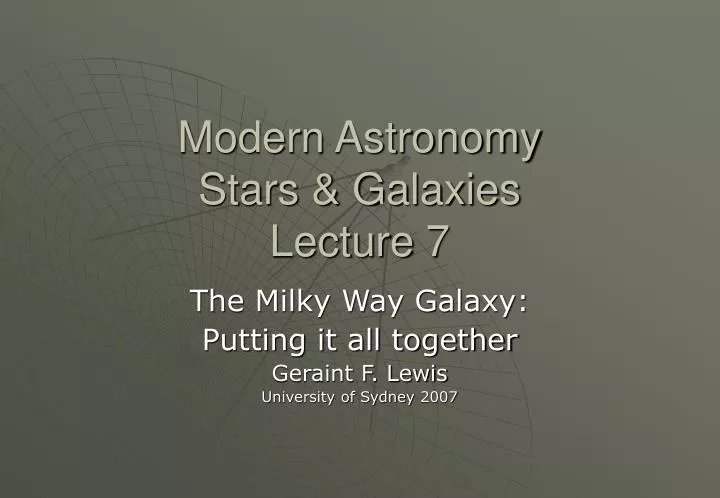 modern astronomy stars galaxies lecture 7