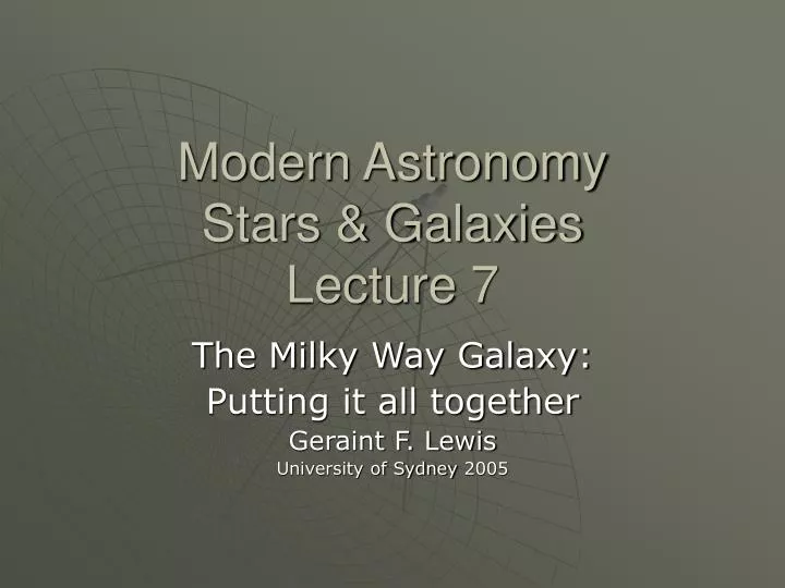 modern astronomy stars galaxies lecture 7