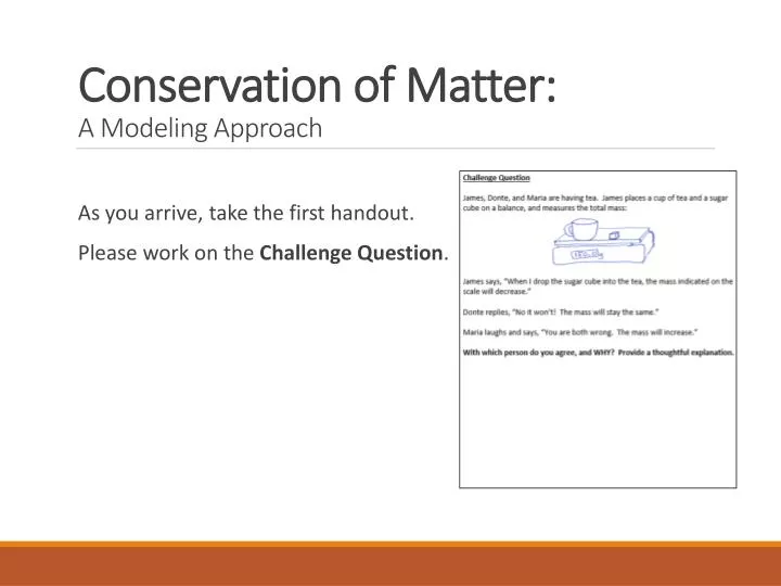 conservation of matter a modeling approach
