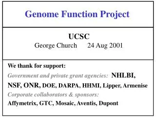 Genome Function Project