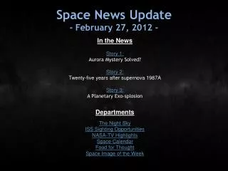 Space News Update - February 27, 2012 -
