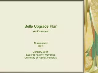 Belle Upgrade Plan - An Overview -