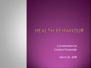 Health Behaviour