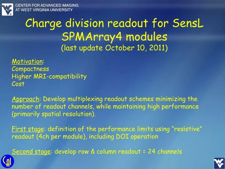 charge division readout for sensl spmarray4 modules last update october 10 2011