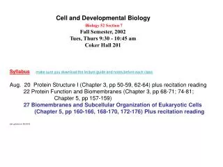 Cell and Developmental Biology Biology 52 Section 7