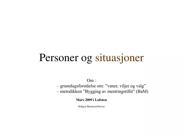 personer og situasjoner