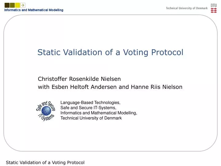 static validation of a voting protocol