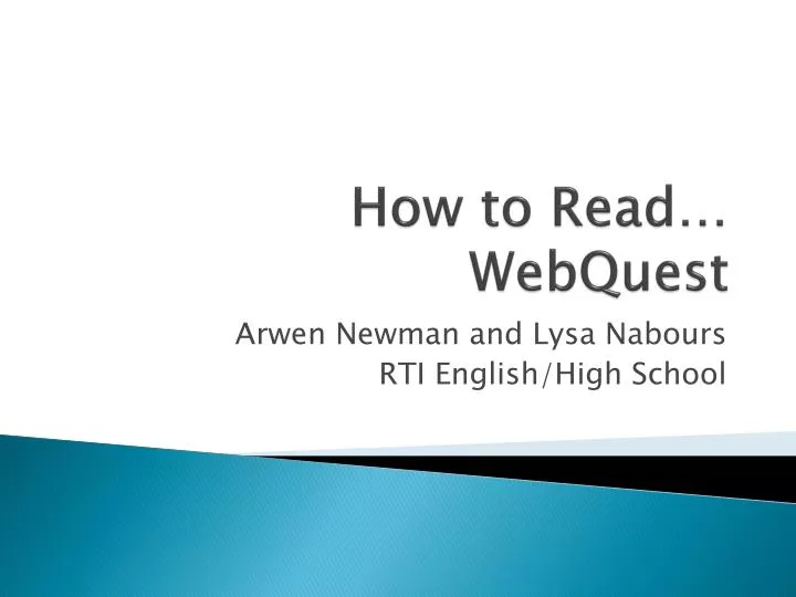 how to read webquest