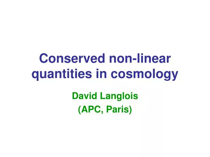 conserved non linear quantities in cosmology