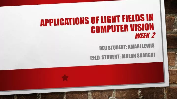 applications of light fields in computer vision week 2