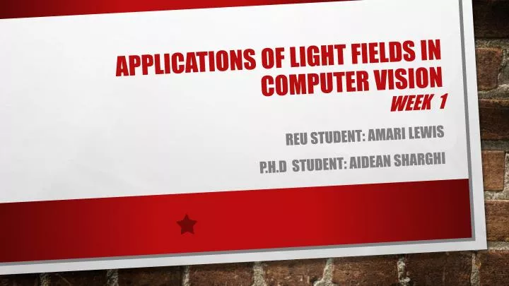 applications of light fields in computer vision week 1