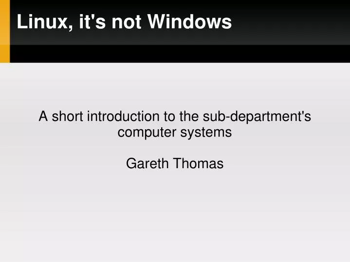 a short introduction to the sub department s computer systems gareth thomas