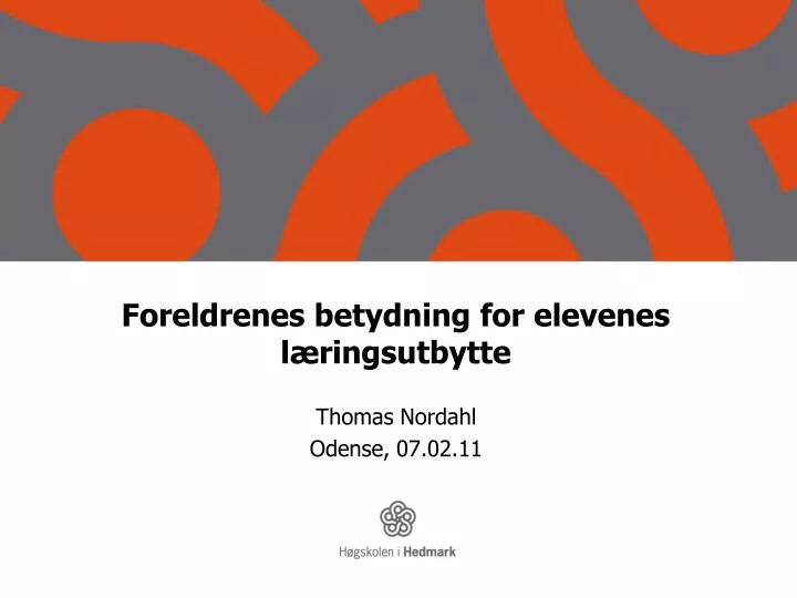 foreldrenes betydning for elevenes l ringsutbytte