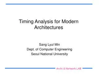Timing Analysis for Modern Architectures