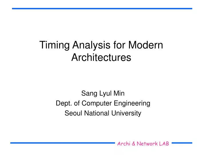 timing analysis for modern architectures
