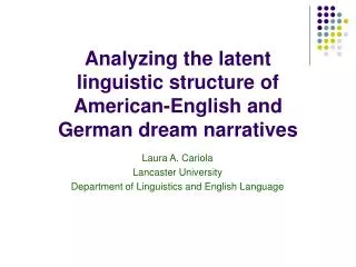 Analyzing the latent linguistic structure of American-English and German dream narratives