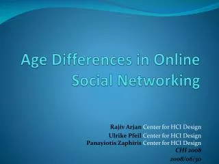 Age Differences in Online Social Networking