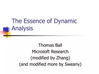 The Essence of Dynamic Analysis