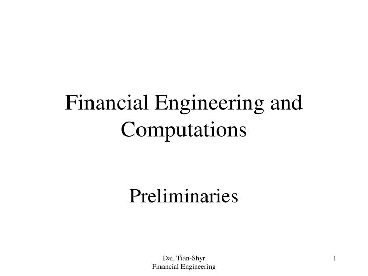 financial engineering and computations