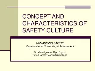 CONCEPT AND CHARACTERISTICS OF SAFETY CULTURE