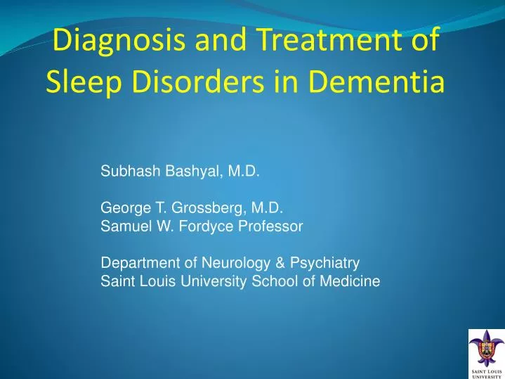diagnosis and treatment of sleep disorders in dementia