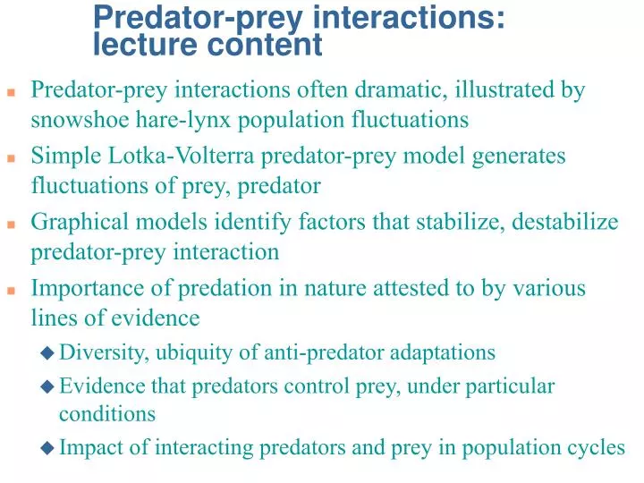 predator prey interactions lecture content
