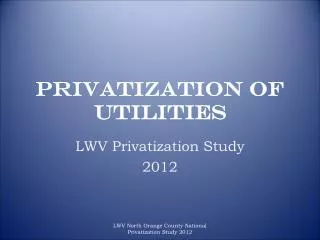Privatization of Utilities