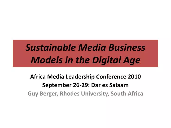 sustainable media business models in the digital age