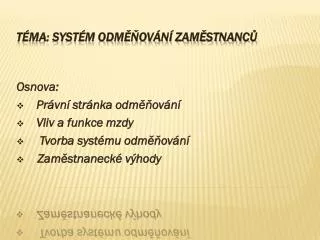 osnova pr vn str nka odm ov n vliv a funkce mzdy tvorba syst mu odm ov n zam stnaneck v hody