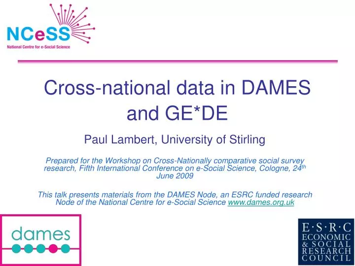 cross national data in dames and ge de