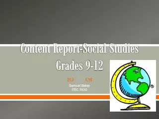 Content Report-Social Studies Grades 9-12
