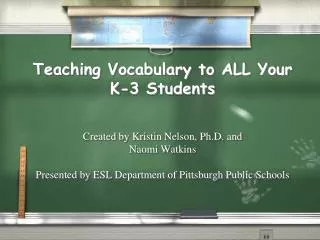 Teaching Vocabulary to ALL Your K-3 Students