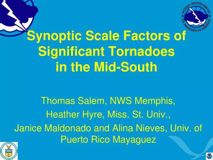 synoptic scale factors of significant tornadoes in the mid south