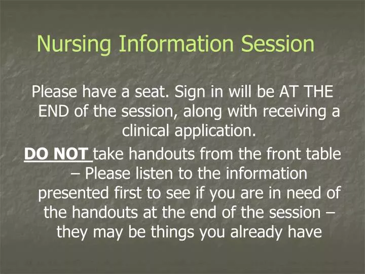 nursing information session