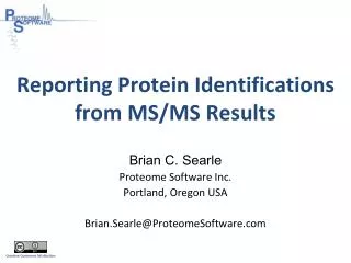 Reporting Protein Identifications from MS/MS Results