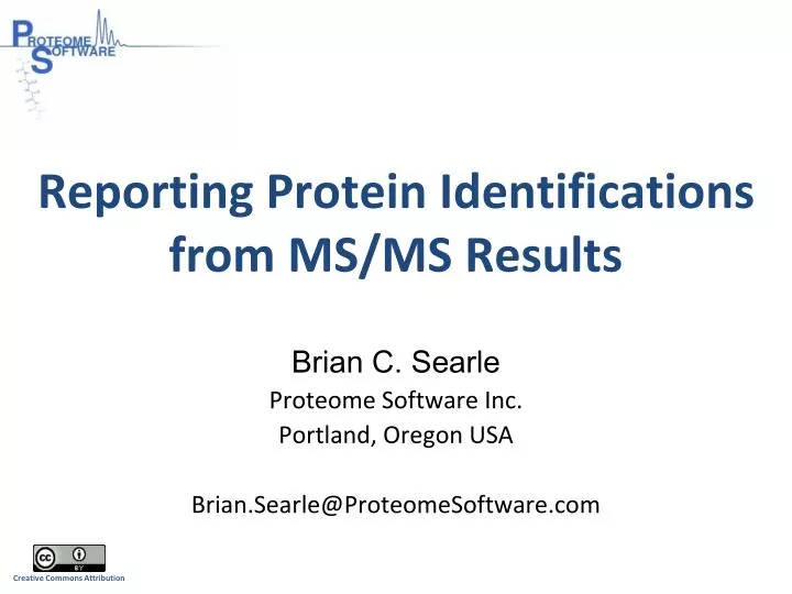 reporting protein identifications from ms ms results
