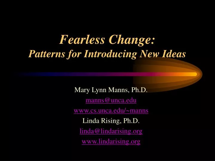 fearless change patterns for introducing new ideas
