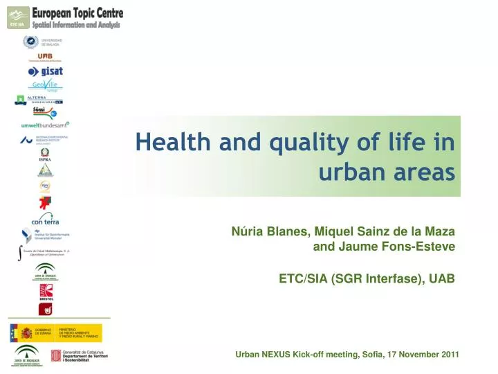 health and quality of life in urban areas