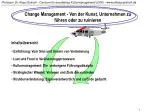 Change Management - Von der Kunst, Unternehmen zu führen oder zu ruinieren - slide 1