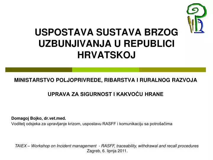 uspostava sustava brzog uzbunjivanja u republici hrvatskoj