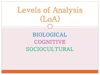 Levels of Analysis ( LoA )