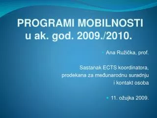 programi mobilnosti u ak god 2009 2010