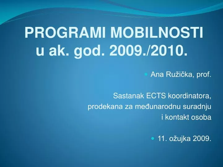 programi mobilnosti u ak god 2009 2010