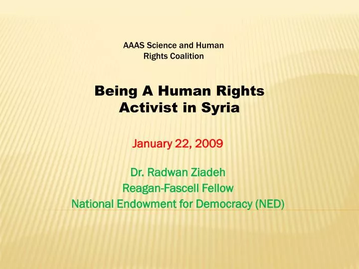 january 22 2009 dr radwan ziadeh reagan fascell fellow national endowment for democracy ned