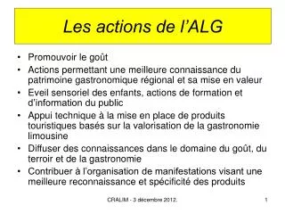 les actions de l alg